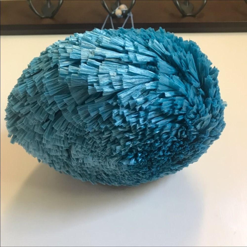 Carolina Santo Domingo Uni Raffia Ocean Blue Purse - Picture 7 of 8